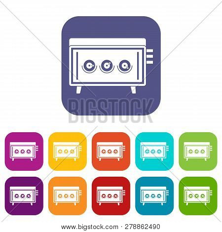 Cd Changer Icons Set Illustration In Flat Style In Colors Red, Blue, Green And Other