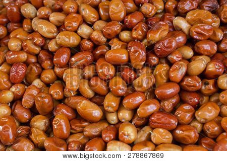 Fresh Organic Fruit Of The  Oleaster, Silver Berry Or Russian Olive