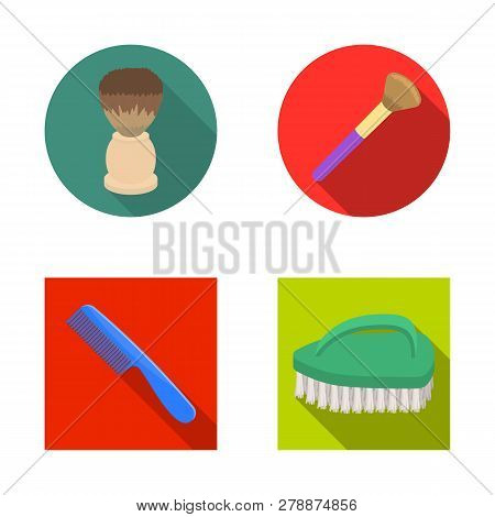 Vector Illustration Of Brush  And Hygiene  Logo. Collection Of Brush  And Shower Vector Icon For Sto
