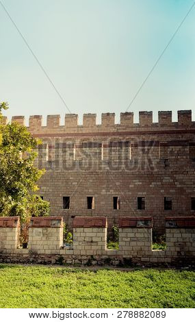 The Ancient City Walls Of Constantinople In Istanbul, Turkey