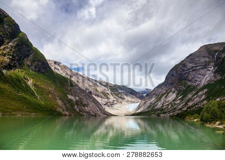 Nigardsbrevassnet lake at Nigardsbreen Glacier, Jostedalsbreen National Park, Sogn og Fjordane, Norway, Scandinavia. Nigardsbreen is a glacier arm of the large Jostedalsbreen glacier