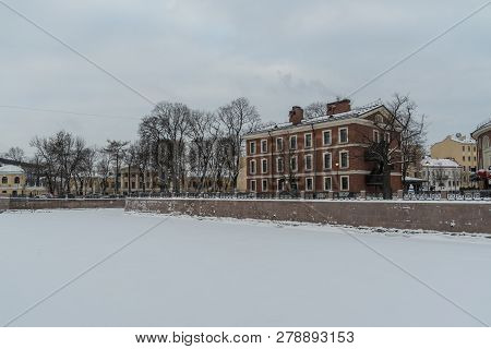 Island New Holland With River Moyka Covered By Snow And Ice, St. Petersburg, Russia