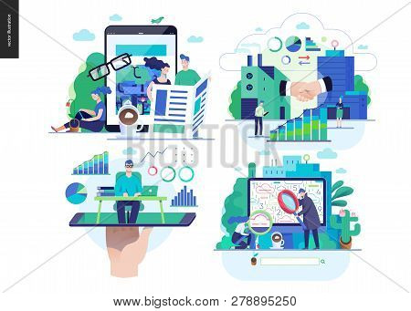 Business Series Set, Color 2-modern Flat Vector Concept Illustrated Topics - News - Articles, B2b Pa