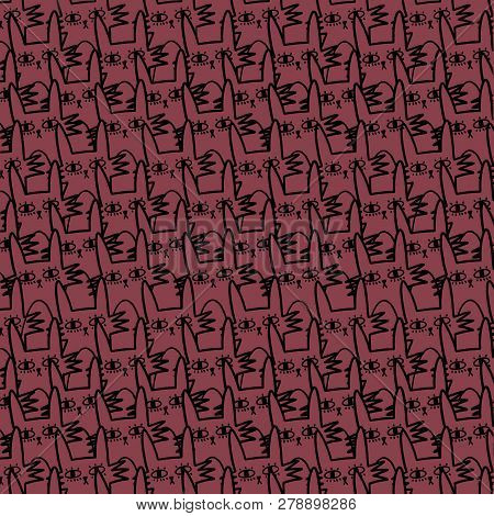 Seamless Pattern With Easter Bunnies On Cherry Background
