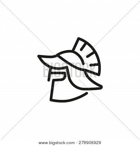 Greek Warrior Line Icon. Gladiator, Fighter, Helmet. History Concept. Can Be Used For Topics Like Ba