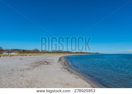 The Beach In Town Of Klintholm In Denmark