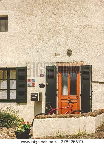 July 21, 2017. France. Region Burgundy. Typical French Apartment Building In A Small Village Of The 