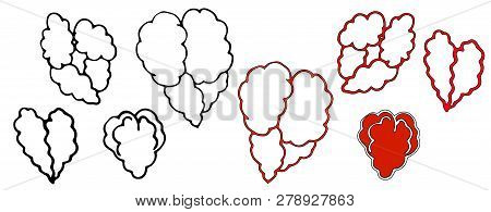 Vector set. Black and white, and red hearts on white background. 14 February. Saint Valentine's Day.