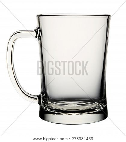 Empty Glass For Beer Isolated On White Background. Front View.