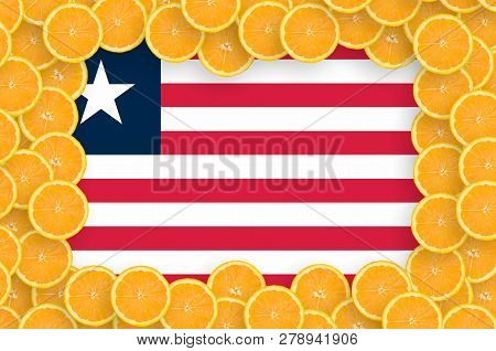 Liberia Flag  In Fresh Citrus Fruit Slices Frame