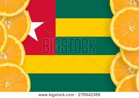 Togo Flag  In Citrus Fruit Slices Vertical Frame