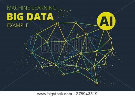 Artificial Intelligence Big Data Analysis. Technological Digital Background With Graphic Expression 