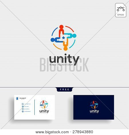 Momy And Child, Children Care Logo Template Vector Isolated