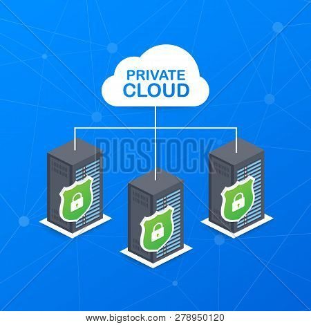Vpc. Private Cloud Within A Company Icon Of Secure Data Store Hand Managing. Vector Stock Illustrati