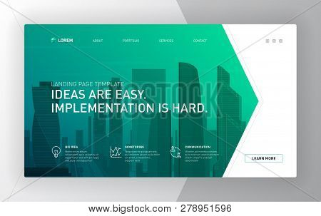Landing Page Template For Business. Modern Web Page Design Concept Layout For Website. Vector Illust