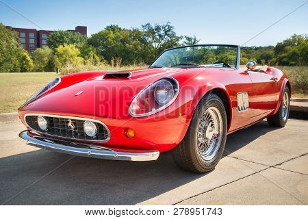 Westlake, Texas - October 18, 2014: Front Side View Of A Red 1962 Ferrari 250 Gt California Spyder C