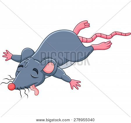 Vector Illustration Of Cartoon Dead Mouse On White Background