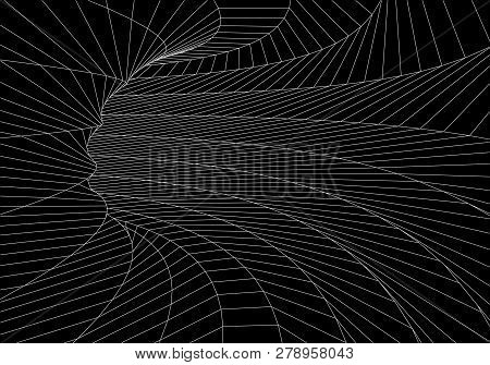 Tunnel Or Wormhole. 3D Tunnel. Grid Texture. Abstract Tunnel. 3D Illustration Tunnel