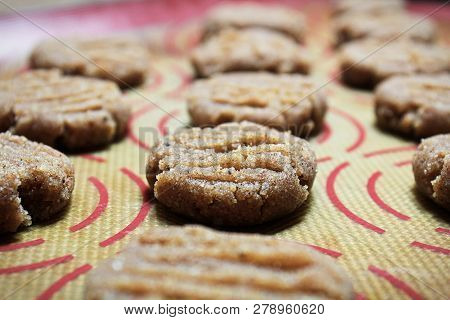 Closup Of Almond Cookiues On A Sheet