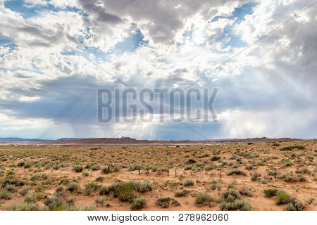 Scenic Ladnscape With God-rays After A Storm In Utah