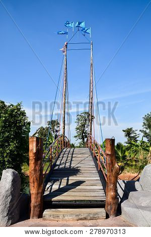 Bridge Across The Small Cannel In Palm And Fruit Garden At Baansuan Fruit And Gardens,  Amphoe Lam P