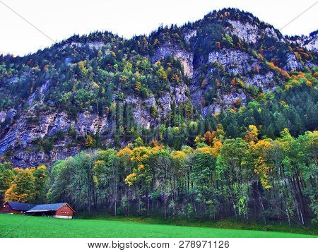 Rocky Peak Sulzberg In The Glarus Alps Mountain Range And Above Lake Klontalersee - Canton Of Glarus
