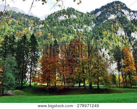 Rocky Peak Sulzberg In The Glarus Alps Mountain Range And Above Lake Klontalersee - Canton Of Glarus