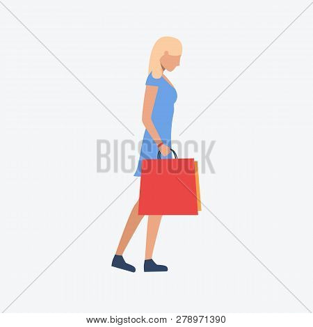 Blondie Girl With Shopping Bags. Figure, Woman, Bag. Can Be Used For Topics Like  Businessman, Shopp