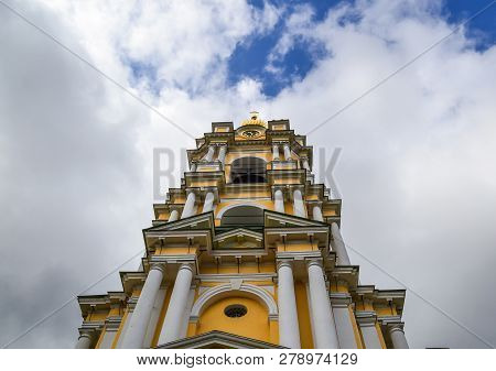 Bell Tower Of Novospassky Monastery In Moscow. Russia