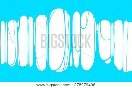 Slime Sticky Blue Banner, Spittle, Snot. Frame Of Scary Zombie, Alien Slime. Cartoon Flat Slime Isol