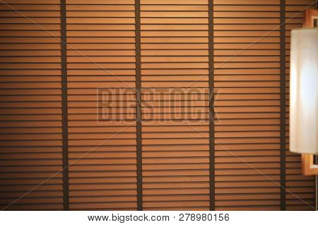 Blinds In A Home Catching The Sunlight, Wooden Shutter Window Background.blinds. Window Blind. Blind