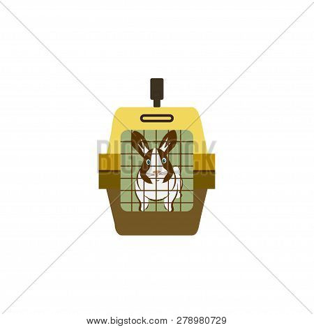 Rabbit In Hutch Icon. Vector Illustration.  Pet Shop Concept.