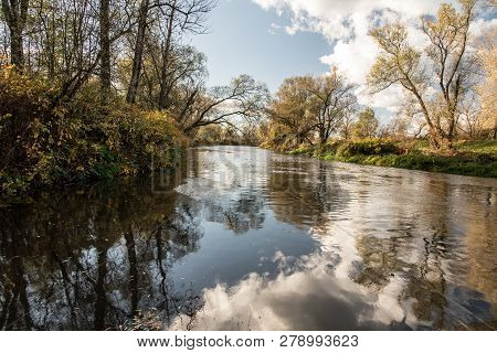 Olse And Stonavka River Tributary Near Karvina City In Czech Republic With Sky Mirroring, Colorful T
