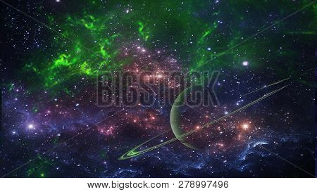 Planets And Galaxy, Cosmos,  Physical Cosmology, Science Fiction Wallpaper. Beauty Of Deep Space. Bi
