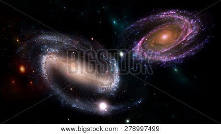 Planets And Galaxy, Cosmos,  Physical Cosmology, Science Fiction Wallpaper. Beauty Of Deep Space. Bi