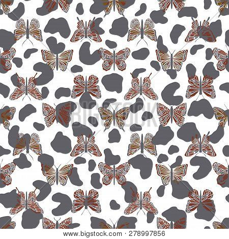 Vector Butterflies Seamless Pattern. Abstract Background. Graphic Insect Elegance Ornament.