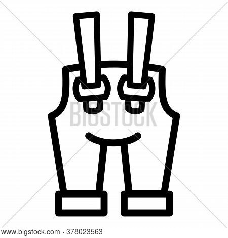 Denim Overalls Icon. Outline Denim Overalls Vector Icon For Web Design Isolated On White Background