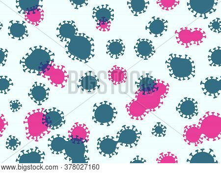Coronavirus Covid-19 Overprint Seamless Vector Pattern Illustration Design, In Blue And Purple Color