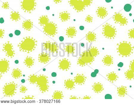 Corona Virus Covid-19 Infection Spread Seamless Vector Pattern Illustration Design, In Green Colors.