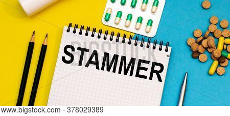 Treatment Word, Stammer Word With Medical Concepts And Medical Equipment