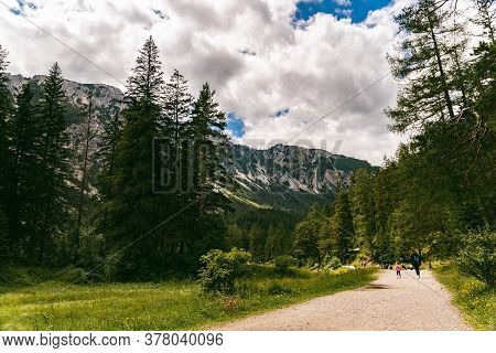 Tragoess, Styria, Austria - 12.07.2020 A Beautiful Lake Called Green Lake, Gruner See. Tourist Spot 