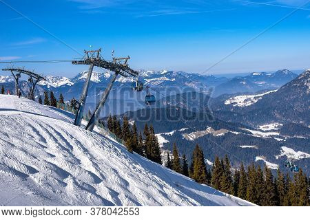 The Drop-of Station Of The Chair Lift In The Alps