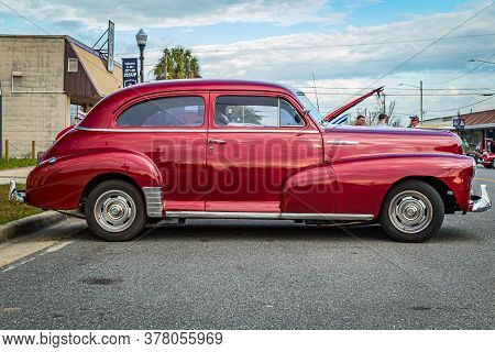 Jesup, Ga - March 17, 2018: Close Up View Of A 1948 Chevrolet Stylemaster Town Sedan At The Jesup 20