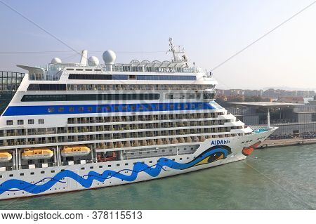 Venice - October12:  The View Across The Bow Of Cruise Ship Aidablu, Towards The Venice Skyline In I