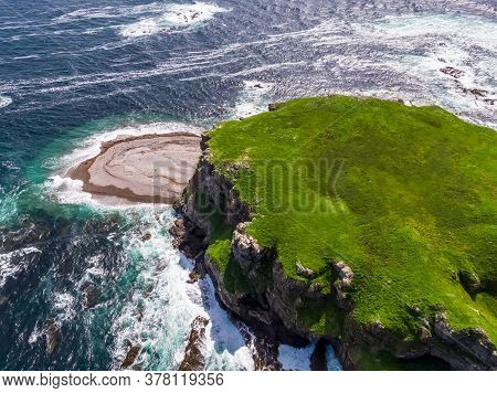 Aerial Of Glashedy Island , An Uninhabitated Island West Of Trawbreaga Bay - Donegal, Ireland