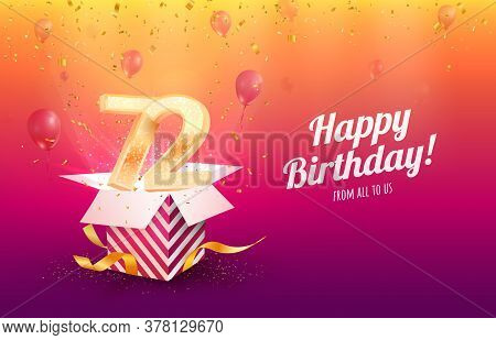 Celebrating 72th Years Birthday Vector Illustration. Seventy-two Anniversary Celebration Background.