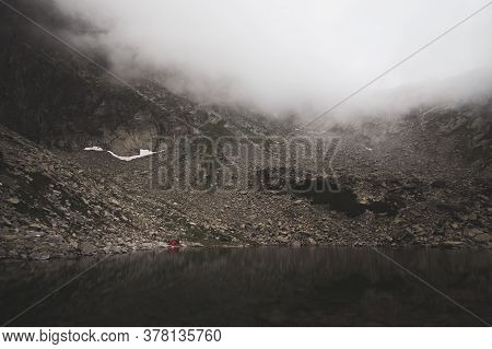 Mountain Landscape With Amazing Clear Transparent Lake. Taul Tapului, Retezat National Park, Hunedoa