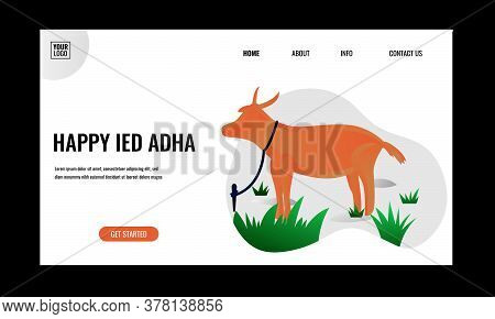 Eid Al-adha Qurban Celebration Flat Illustration.concept Of Landing Page.vector Design Template Isol