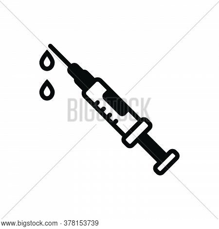 Black Solid Icon For Syringe-injection Syringe Injection Painlessly Treatment Medical Vaccination Ne