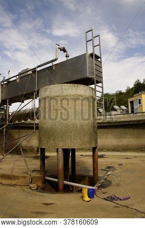 King Chair And Pump Sump In A Secondary Clarifier Emptied For Cleaning